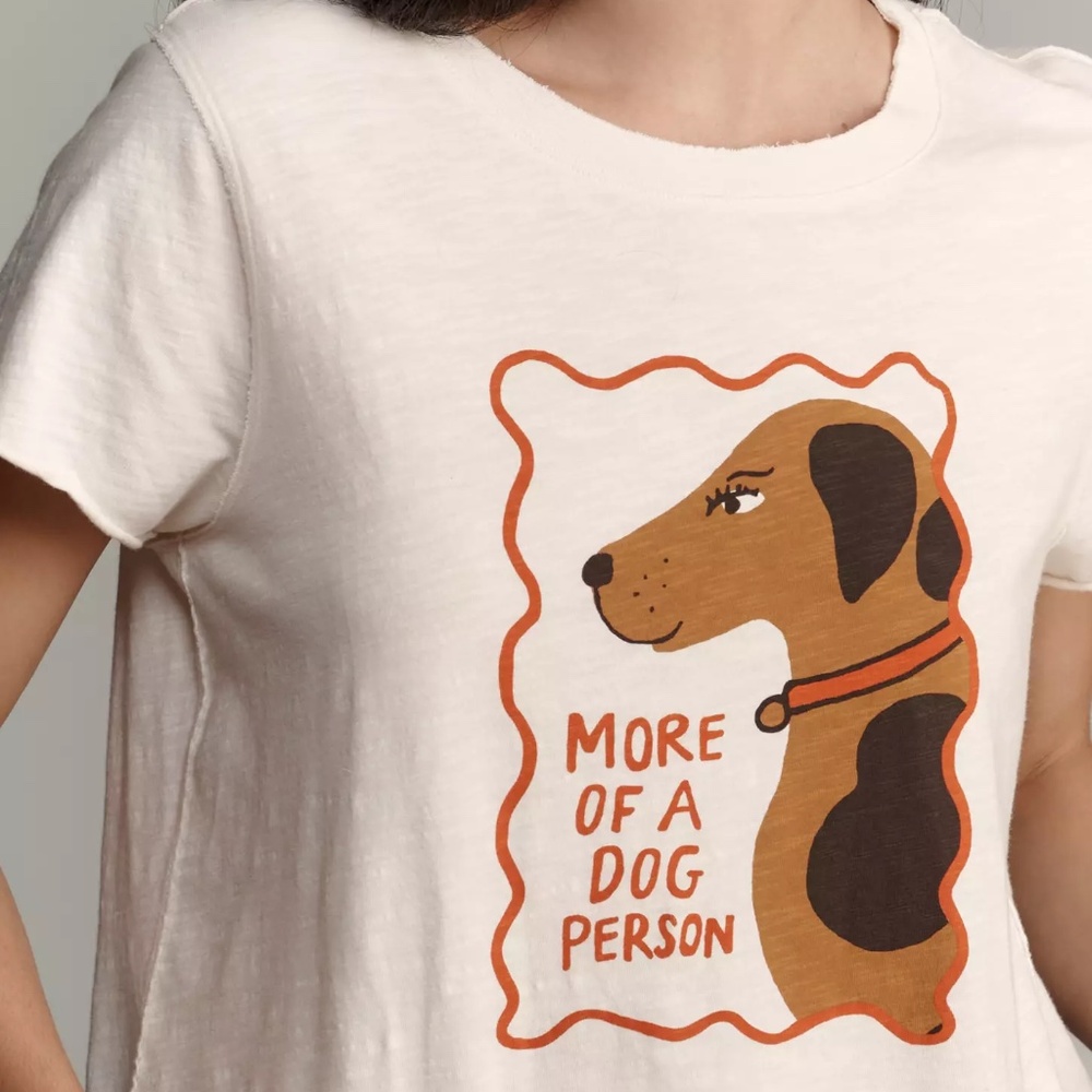 Anthropologie Maeve x Tulastra Studio Boxy Tee T-Shirt MORE OF A DOG PERSON nwt - Picture 4 of 4